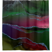 Vibrant Agate | Rich Pink en Green Jewel Tone Douchegordijn (Voorkant)