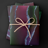 Vibrant Agate | Rich Pink en Green Jewel Tone Inpakpapier Vel