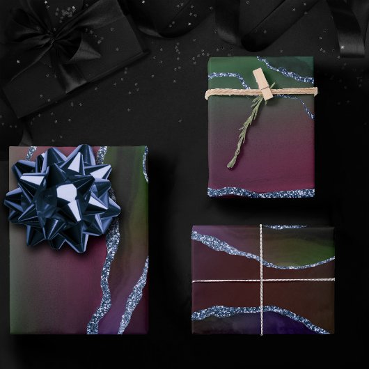 Vibrant Agate | Rich Pink en Green Jewel Tone Inpakpapier Vel