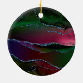 Vibrant Agate | Rich Pink en Green Jewel Tone Keramisch Ornament (Achterkant)
