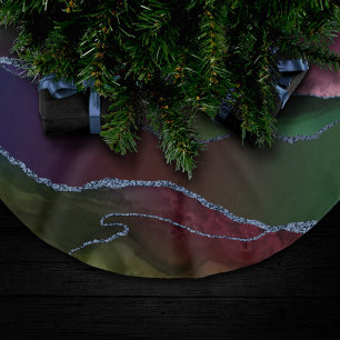 Vibrant Agate Rich Pink en Green Jewel Tone Kerstboom Rok