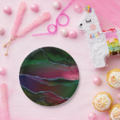 Vibrant Agate | Rich Pink en Green Jewel Tone Papieren Bordje (Feest)