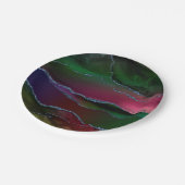 Vibrant Agate | Rich Pink en Green Jewel Tone Papieren Bordje (Gekanteld)