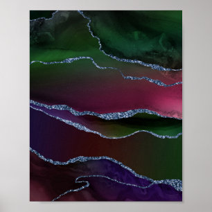 Vibrant Agate Rich Pink en Green Jewel Tone Poster