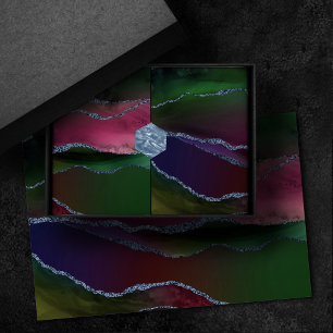 Vibrant Agate   Rich Pink en Green Jewel Tone Tissuepapier