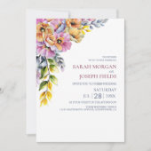 Vibrant All in One Pink and Orange Floral Wedding  Kaart (Voorkant)