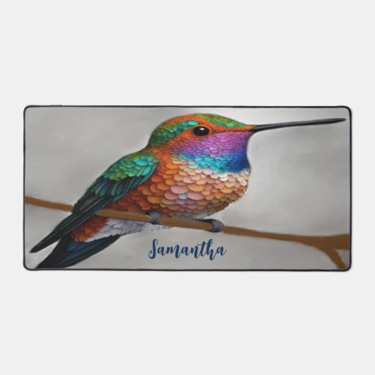 Vibrant Allen’s Hummingbird Painting Bureaumat (Voorkant)
