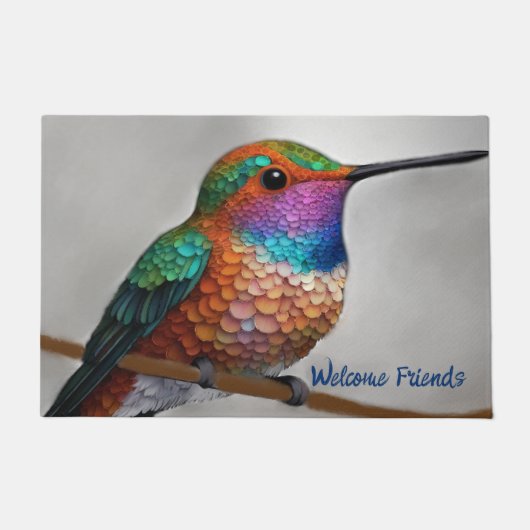 Vibrant Allen’s Hummingbird Painting Deurmat (Voorkant)