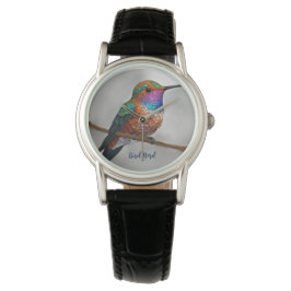 Vibrant Allen’s Hummingbird Painting Horloge