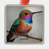 Vibrant Allen’s Hummingbird Painting Metalen Ornament (Voorkant)