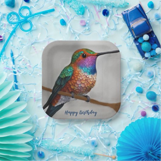 Vibrant Allen’s Hummingbird Painting Papieren Bordje (Feest)