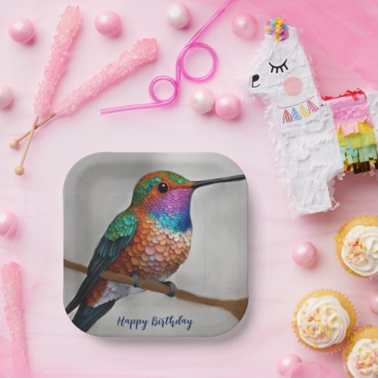 Vibrant Allen’s Hummingbird Painting Papieren Bordje (Feest)