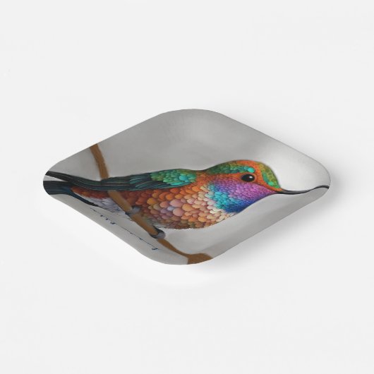 Vibrant Allen’s Hummingbird Painting Papieren Bordje (Gebogen)