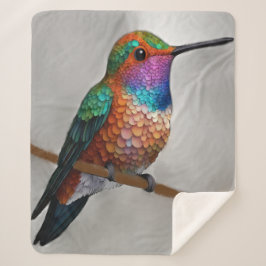 Vibrant Allen’s Hummingbird Painting Sherpa Deken