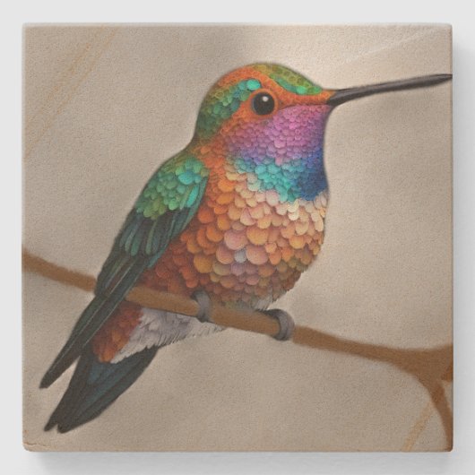 Vibrant Allen’s Hummingbird Painting Stenen Onderzetter (Voorkant)