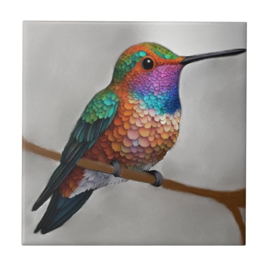 Vibrant Allen’s Hummingbird Painting Tegeltje (Voorkant)