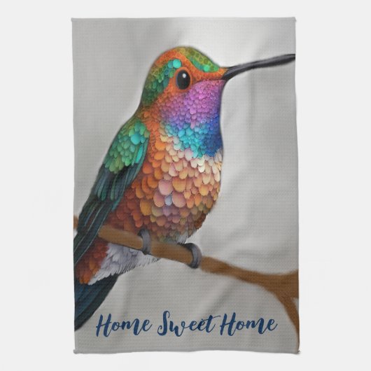 Vibrant Allen’s Hummingbird Painting Theedoek (Verticaal)