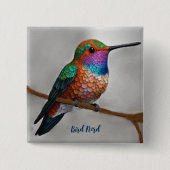 Vibrant Allen’s Hummingbird Painting Vierkante Button 5,1 Cm (Voorkant)
