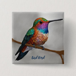 Vibrant Allen’s Hummingbird Painting Vierkante Button 5,1 Cm