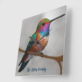 Vibrant Allen’s Hummingbird Painting Vierkante Klok (Hoek)