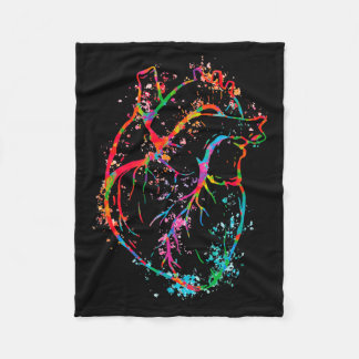 Vibrant Anatomical Heart Splatter  Fleece Deken