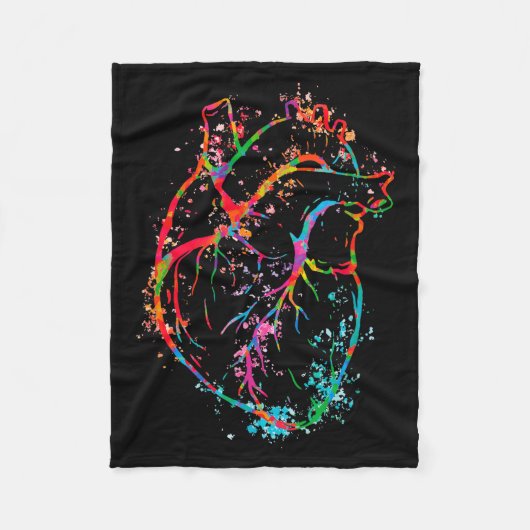 Vibrant Anatomical Heart Splatter  Fleece Deken (Voorkant)