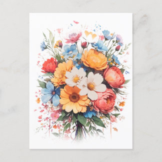 vibrant and colorful floral bouquet design briefkaart