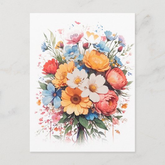 vibrant and colorful floral bouquet design briefkaart (Voorkant)