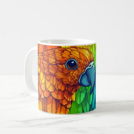 vibrant and colorful parrot koffiemok (Voorkant links)