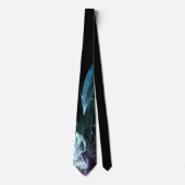Vibrant Aqua Blue Green Flame Art Black Tie Stropdas (Voorkant)