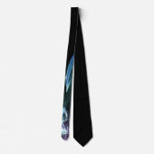 Vibrant Aqua Blue Green Flame Art Black Tie Stropdas (Achterkant)