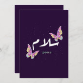 Vibrant Arabic "Salaam" Art with Colorful Butterfl Kaart (Voorkant / Achterkant)