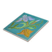 Vibrant Art Nouveau Iris Floral Antiek Repro Tegeltje (Zijkant)