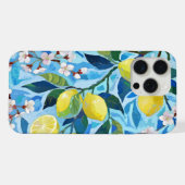 Vibrant art of blue lemon flowers iPhone hoesje (Achterkant horizontaal)