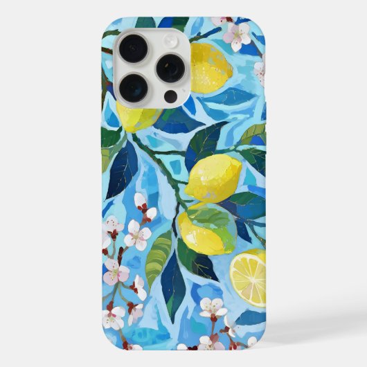 Vibrant art of blue lemon flowers iPhone hoesje (Achterkant)