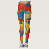 Vibrant Artistisch hedendaags Mannequin Face Leggings (Voorkant)