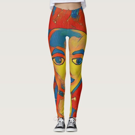 Vibrant Artistisch hedendaags Mannequin Face Leggings (Voorkant)