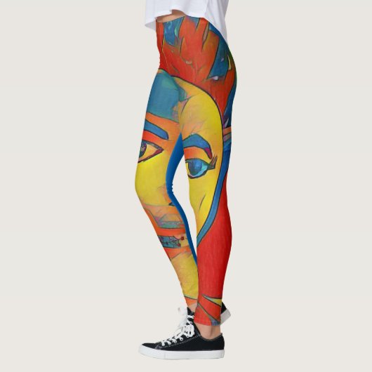 Vibrant Artistisch hedendaags Mannequin Face Leggings (Links)