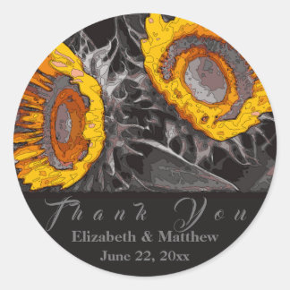 Vibrant Artsy Yellow Sunflower Charsteenkolen Abst Ronde Sticker