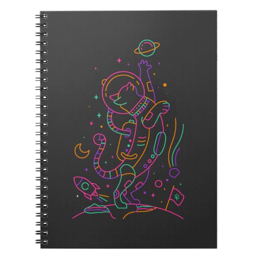 Vibrant Astro Cat Notitieboek (Voorkant)