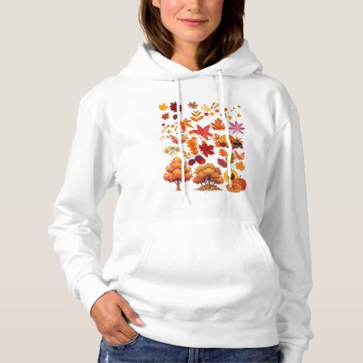 Vibrant Autumn Fall Leaves Clipart Set Hoodie (Voorkant)