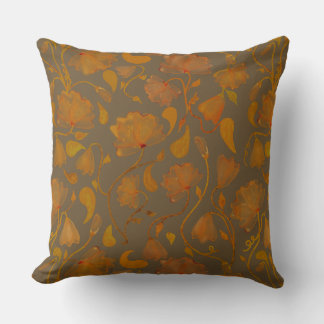 Vibrant Autumn floral in orange and brown Kussen