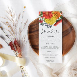 Vibrant Autumn Florals Wedding Menu