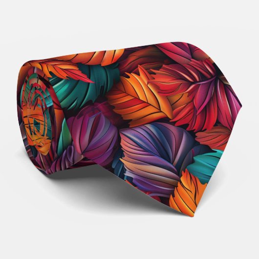 Vibrant Autumn Leaves Stropdas (Opgerold)