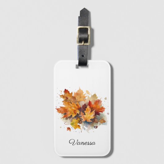 Vibrant Autumn Maple Waterverf, op maat Bagagelabel (Voorkant (verticaal))