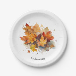Vibrant Autumn Maple Waterverf, op maat Papieren Bordje