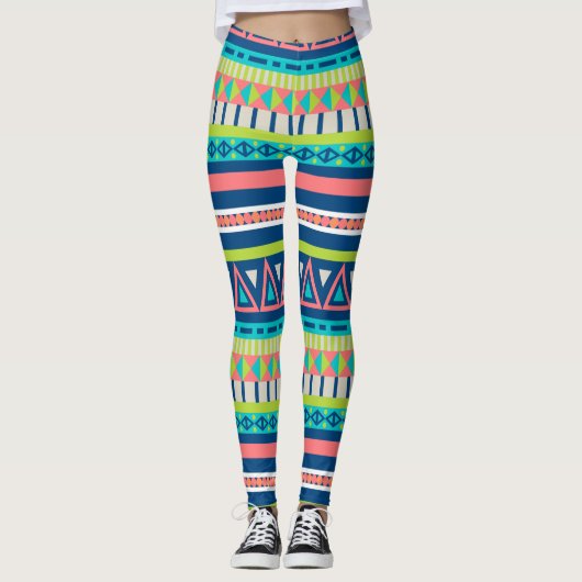 Vibrant Aztec Patroon Leggings (Voorkant)
