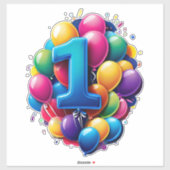 Vibrant Balloon Cluster With Large Number One Sticker (Vel)