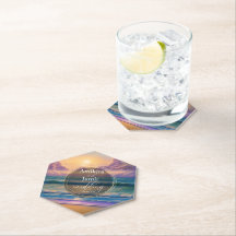 Vibrant Beach Background Faux Glitter Weddenschap