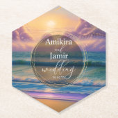 Vibrant Beach Background Faux Glitter Weddenschap Kartonnen Onderzetters (Voorkant)